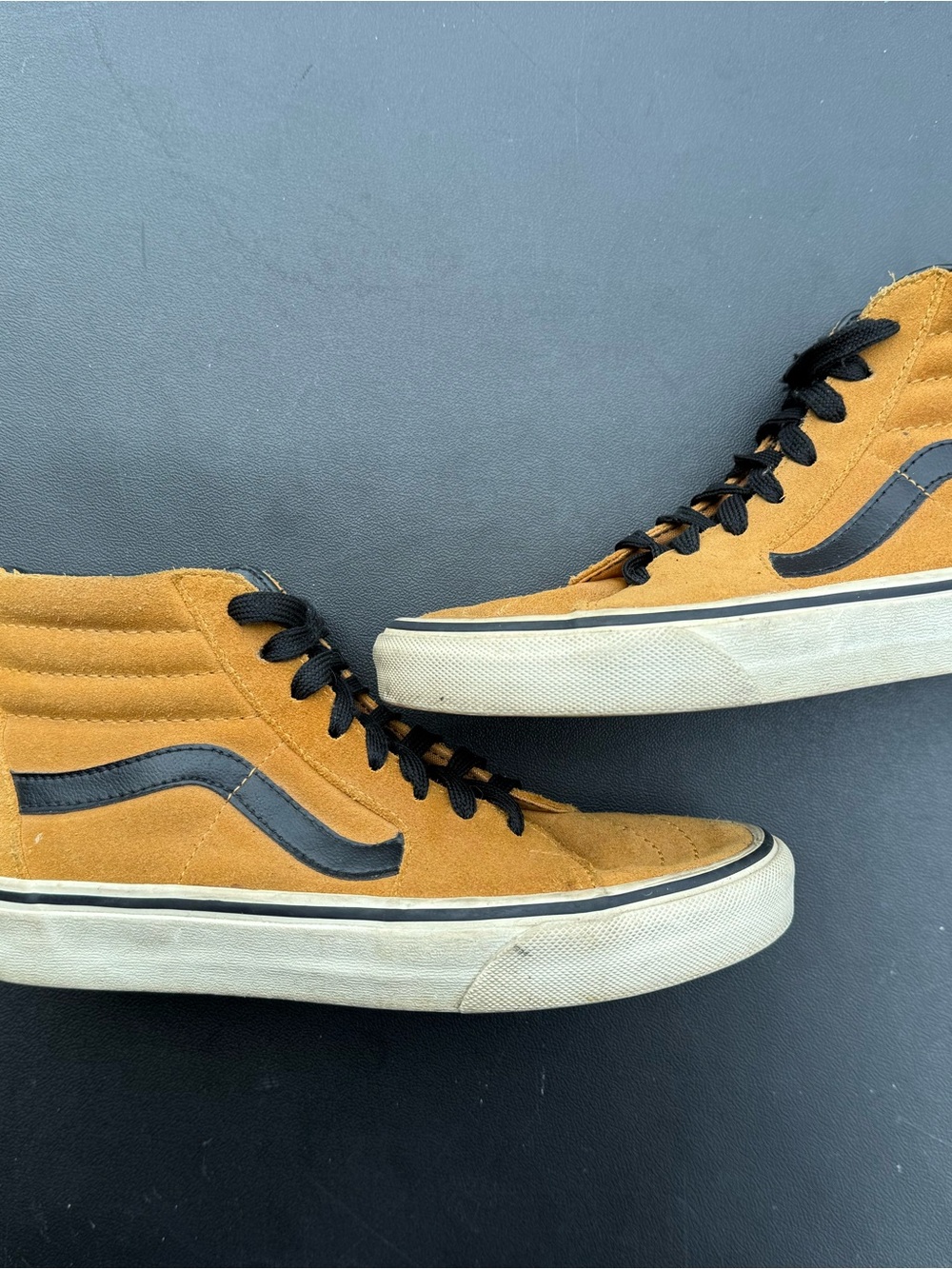Vans Men’s High-Top Sneakers in Tan with Black Stripe